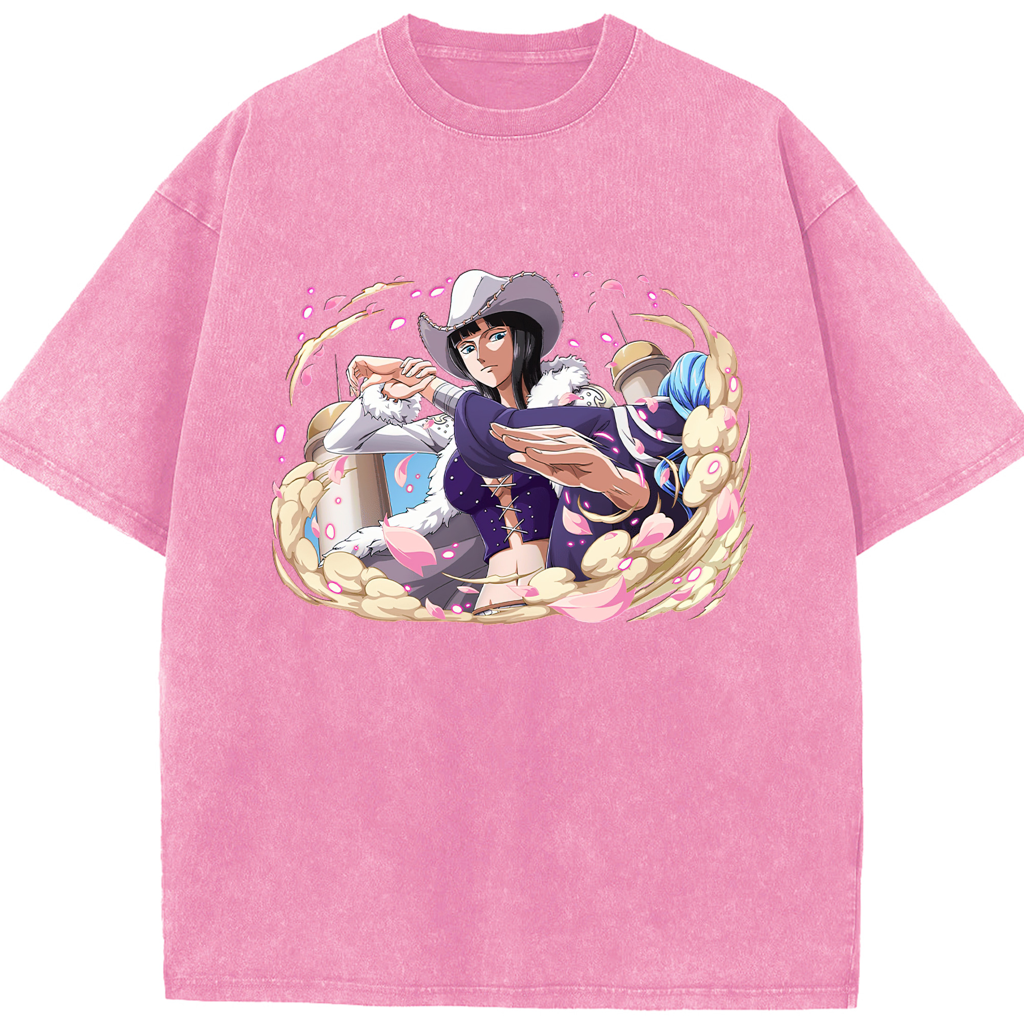 ワンピース ニコ・ロビン ONE PIECE Nico Robin 綿100% ヴィンテージ風 半袖Tシャツ（フロントプリント）